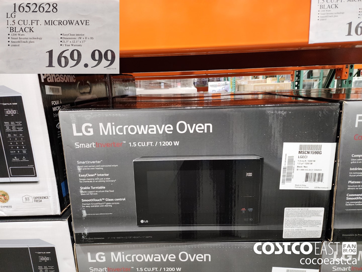 1652628 LG 1.5 CU.FT. MICROWAVE “BLACK $169.99