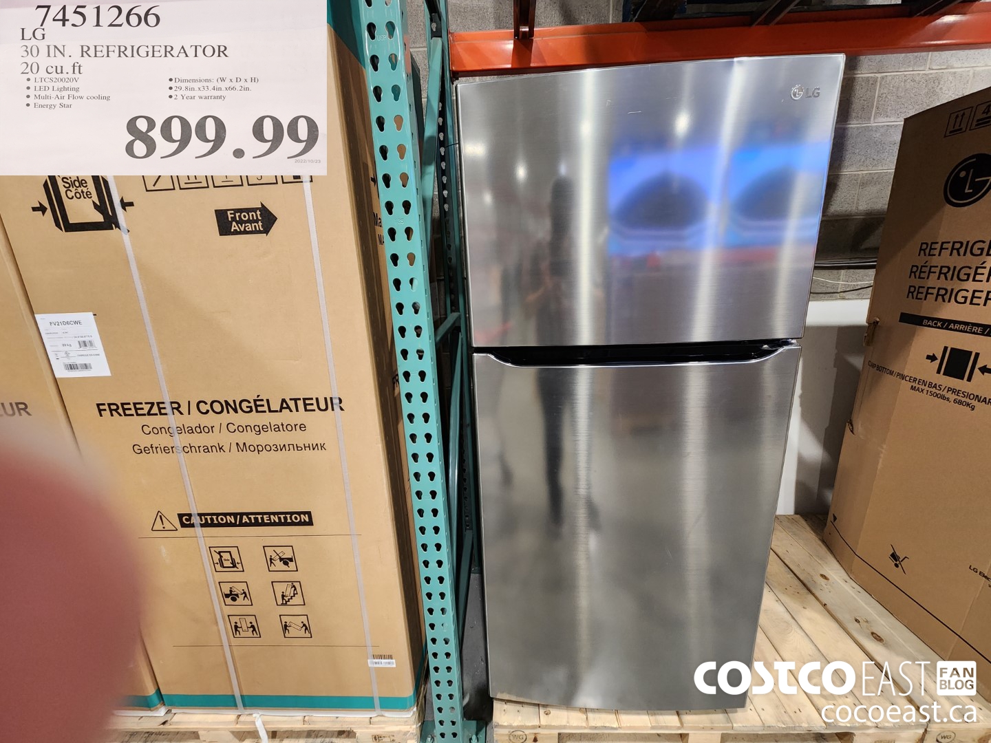 7451266 LG 30 IN. REFRIGERATOR 20 cu.ft $899.99