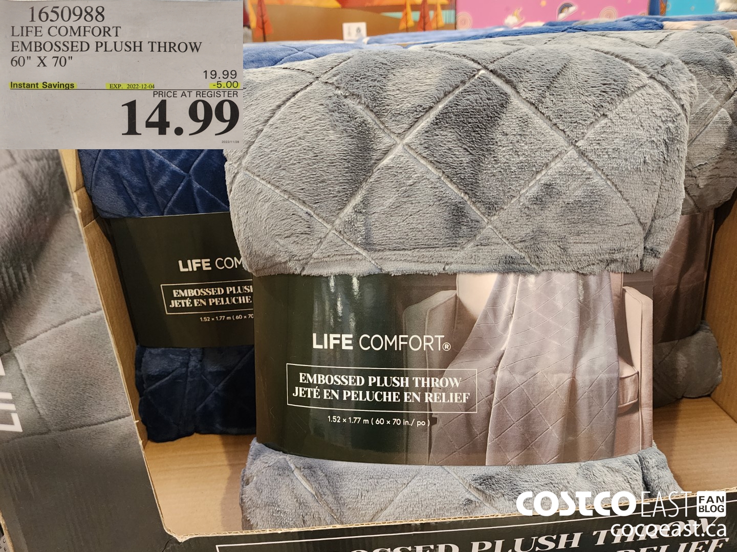 1650988 LIFE COMFORT EMBOSSED PLUSH THROW 60