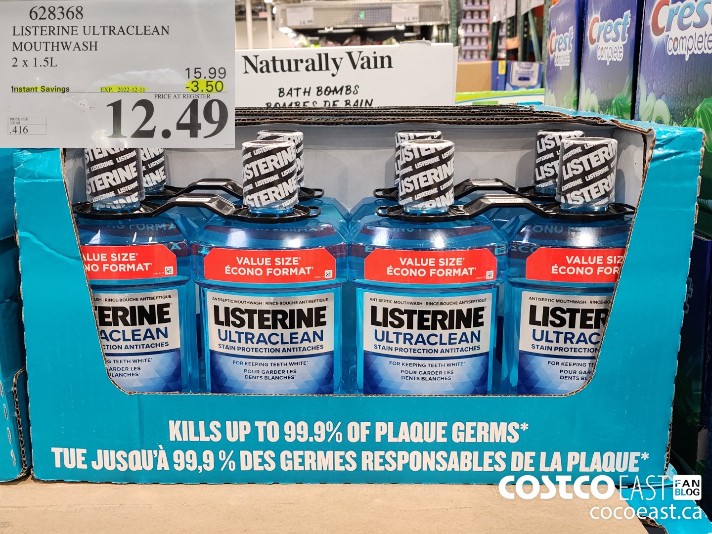 628368 LISTERINE ULTRACLEAN MOUTHWASH 2 X 1.5L ($3.50 INSTANT SAVINGS EXPIRES ON 2022-12-11) $12.49