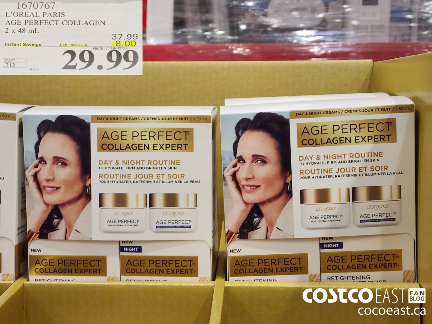 1670767 L'OREAL PARIS AGE PERFECT COLLAGEN 2 X 48 ML ($8.00 INSTANT SAVINGS EXPIRES ON 2022-12-04) $29.99