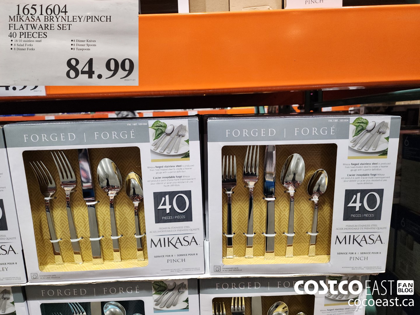 1651604 MIKASA BRYNLEY/PINCH FLATWARE SET 40 PIECES $84.99