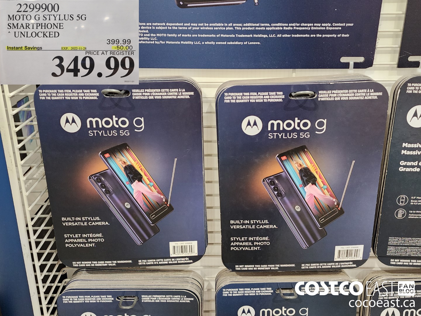 2299900 MOTO G STYLUS 5C SMARTPHONE * UNLOCKED ($50.00 INSTANT SAVINGS EXPIRES ON 2022-11-28) $349.99