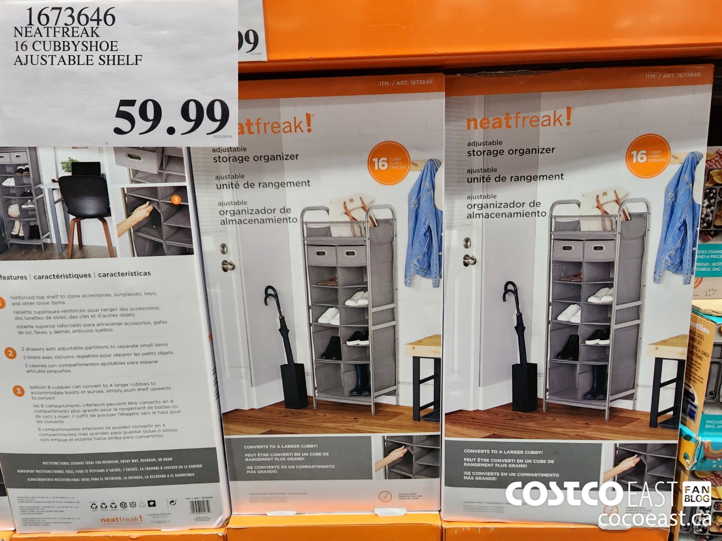 1673646 NEATFREAK 16 CUBBY SHOE ADJUSTABLE SHELF $59.99