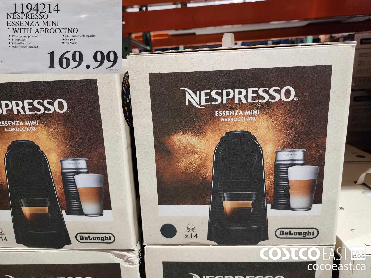 1194214 NESPRESSO ESSENZA MINI WITH AEROCCINO $169.99