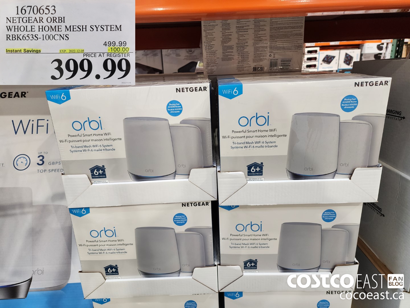 1670653 NETGEAR ORBI WHOLE HOME MESH SYSTEM RBKO53S-100CNS ($100.00 INSTANT SAVINGS EXPIRES ON 2022-12-05) $399.99