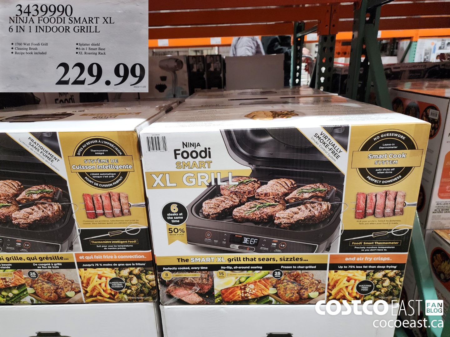 3439990 NINJA FOODI SMART XL 6 IN 1 INDOOR GRILL $229.99