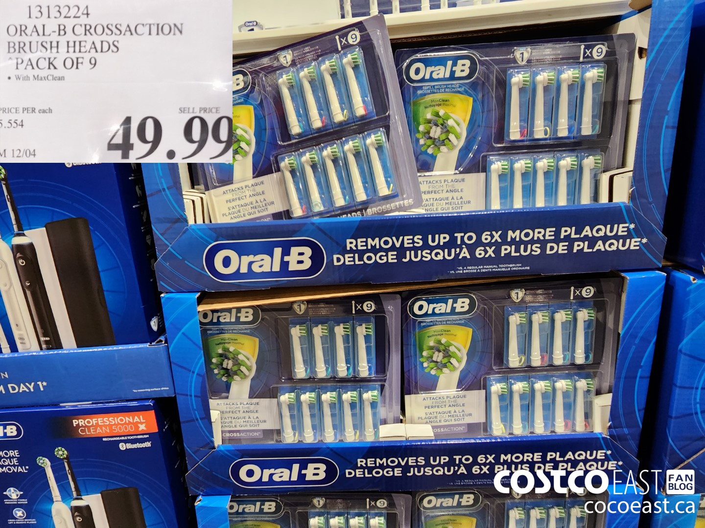 1313224 ORAL-B CROSSACTION BRUSH HEADS PACK OF 9 $49.99