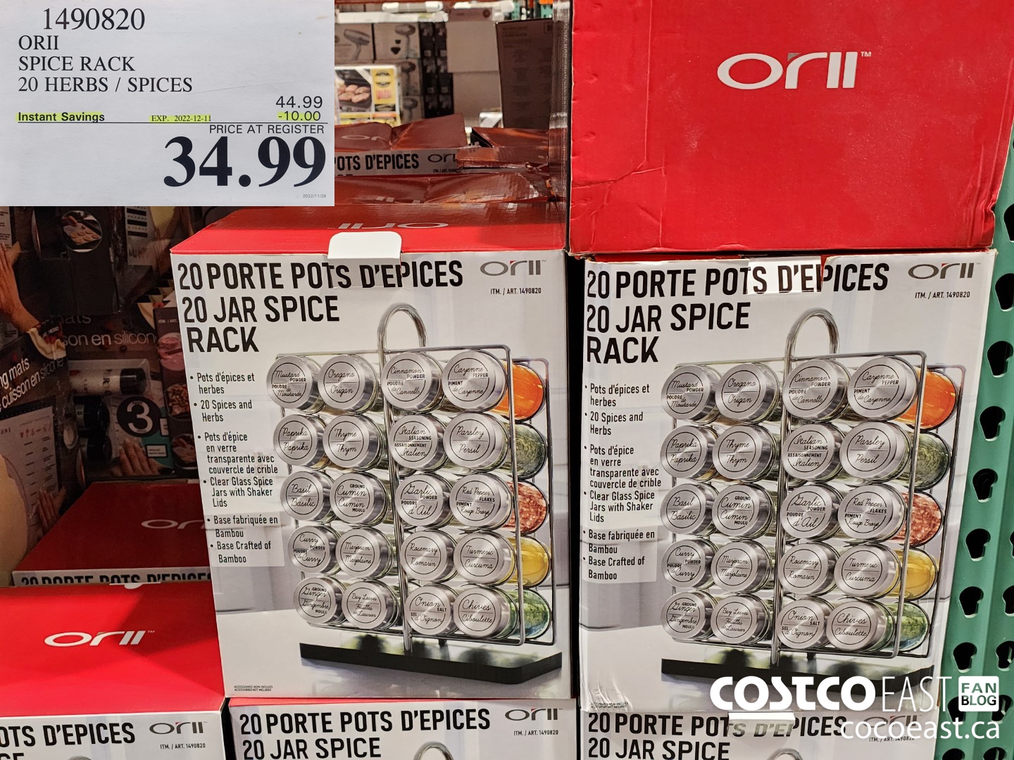1490820 ORII SPICE RACK 20 HERBS / SPICES ($10.00 INSTANT SAVINGS EXPIRES ON 2022-12-11) $34.99