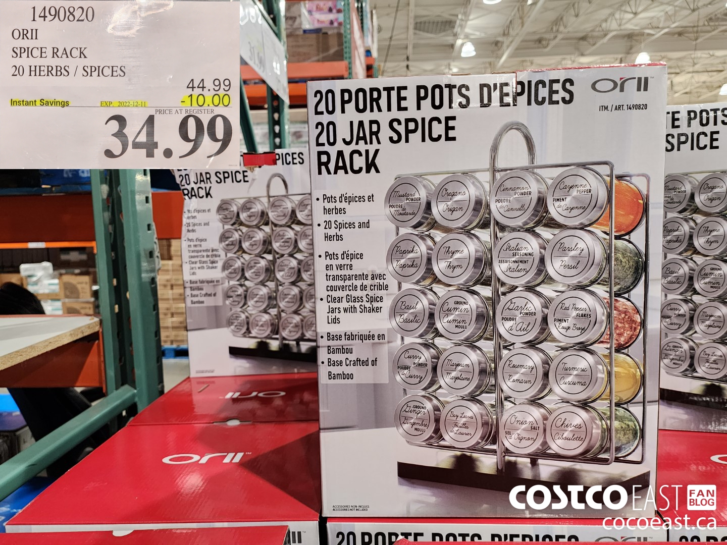 1490820 ORII SPICE RACK 20 HERBS / SPICES ($10.00 INSTANT SAVINGS EXPIRES ON 2022-12-11) $34.99