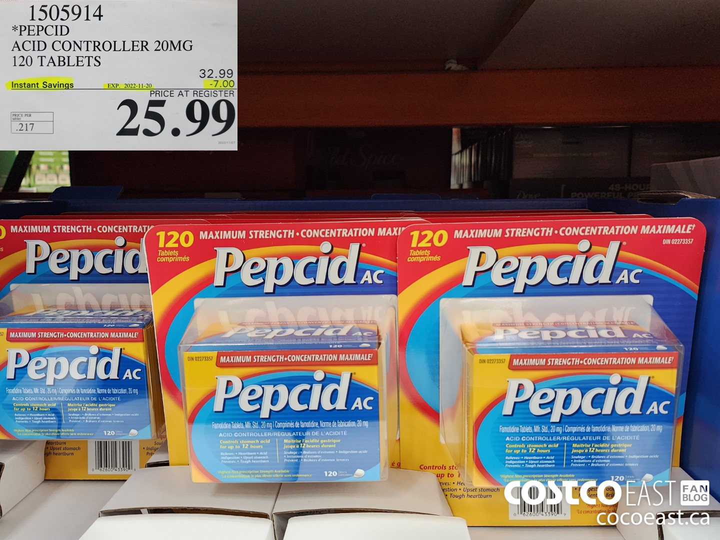 1505914 PEPCID ACID CONTROLLER 20MG 120 TABLETS ($7.00 INSTANT SAVINGS EXPIRES ON 2022-11-20) $25.99