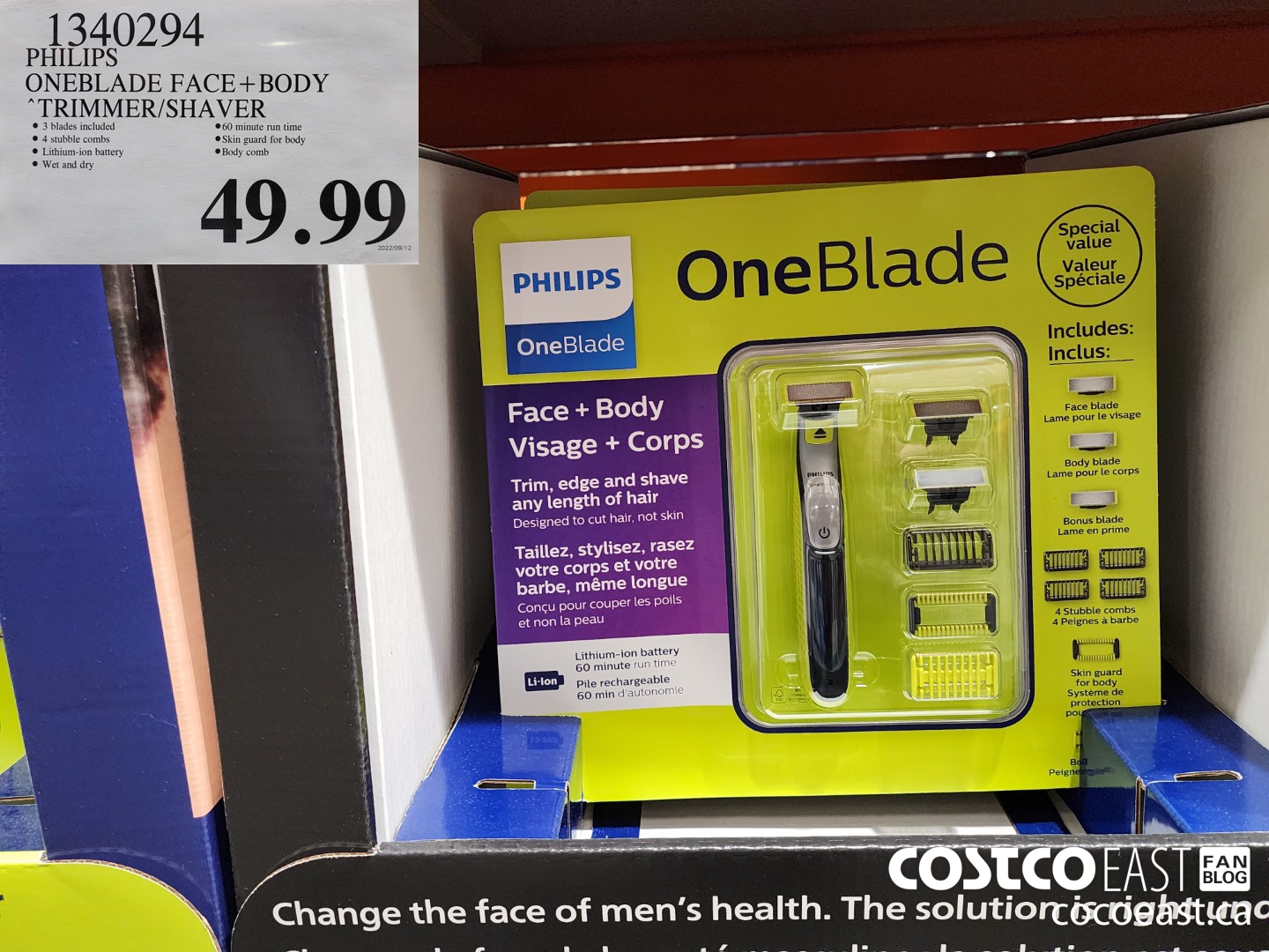 1340294 PHILIPS ONEBLADE FACE+BODY TRIMMER/SHAVER $49.99