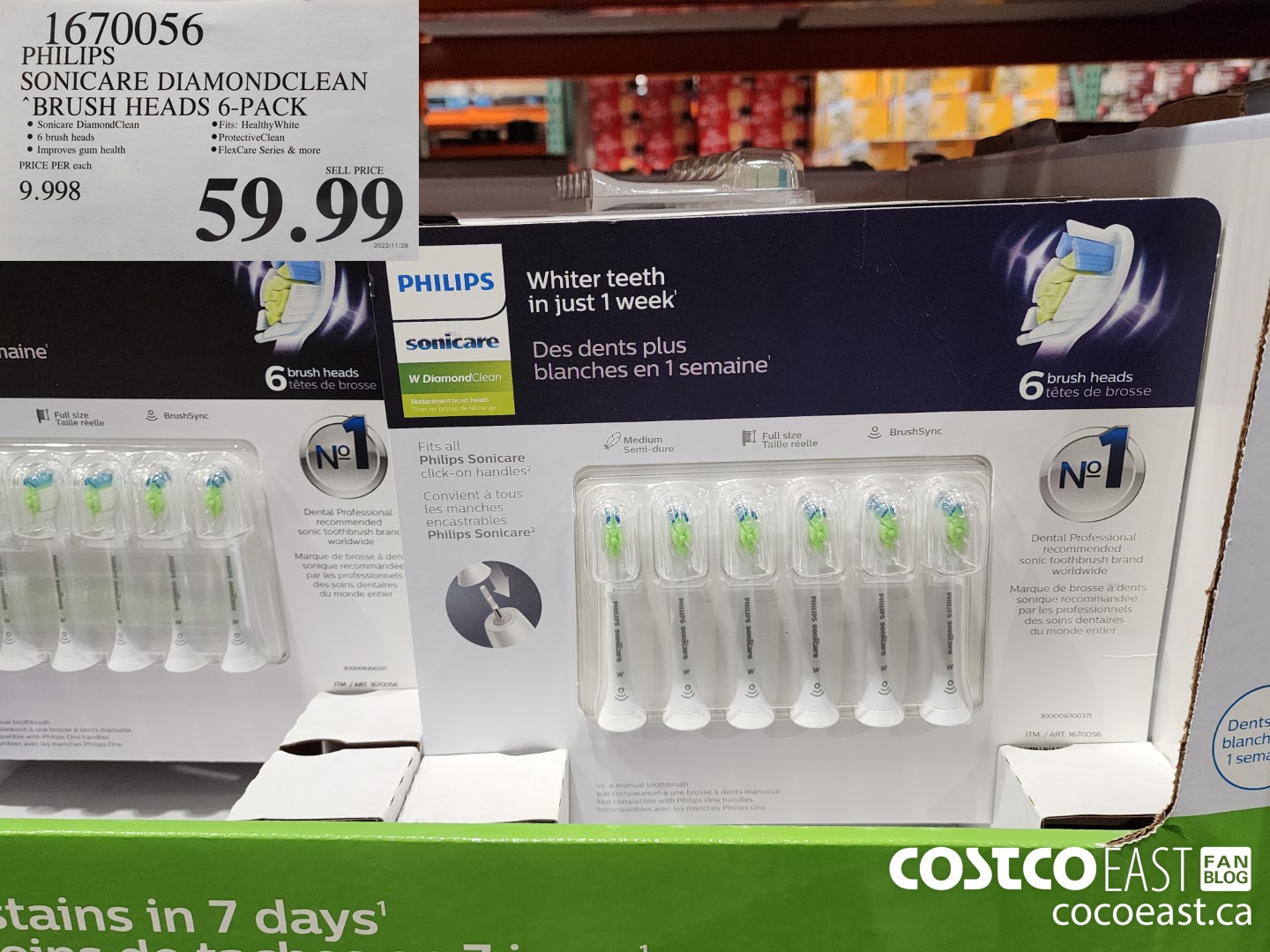 1670056 PHILIPS SONICARE DIAMONDCLEAN ‘BRUSH HEADS 6-PACK $59.99