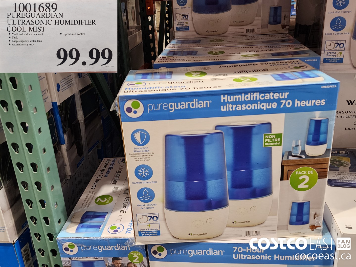1001689 PUREGUARDIAN ULTRASONIC HUMIDIFIER COOL MIST $99.99