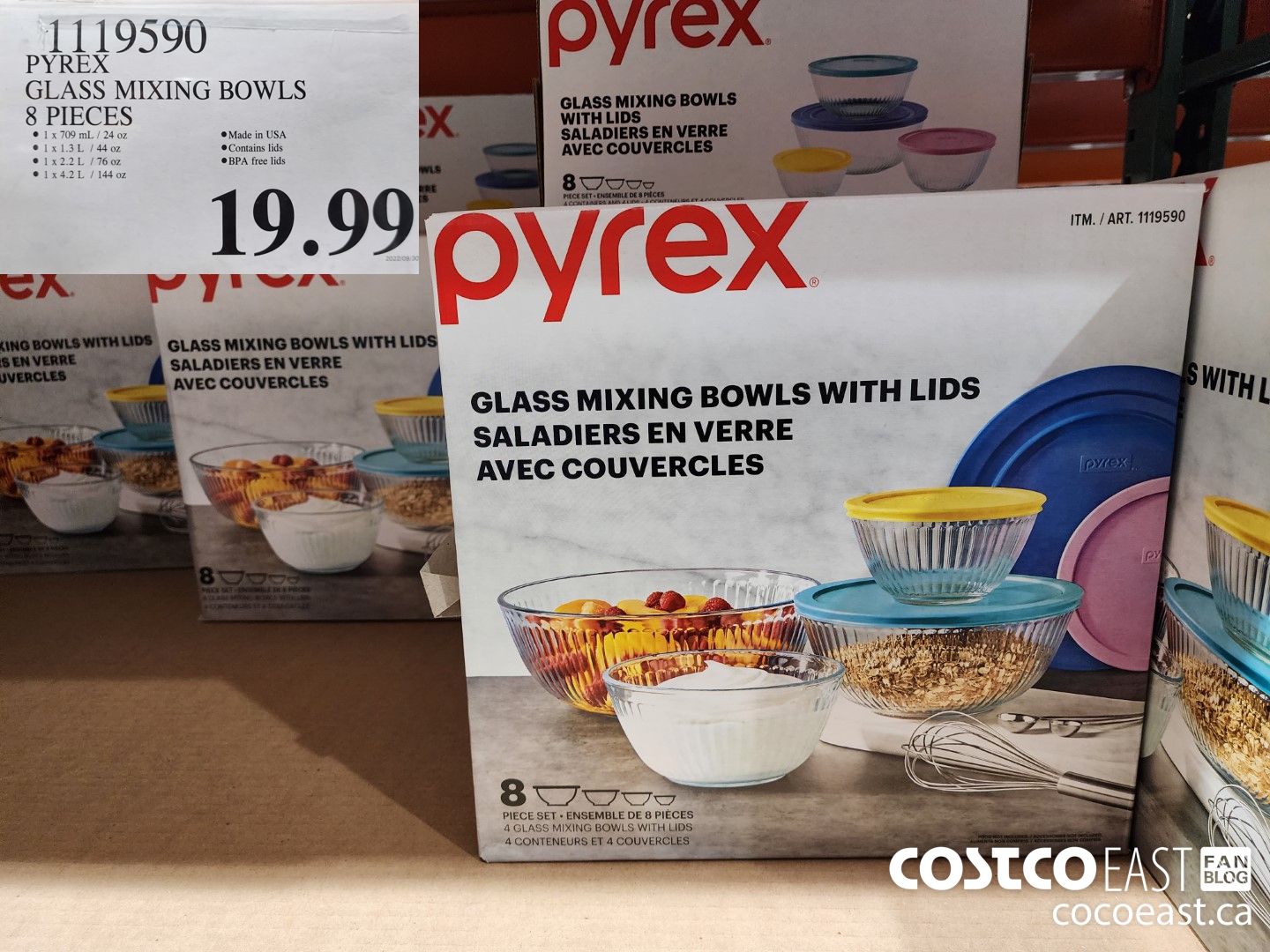 1119590 PYREX GLASS MIXING BOWLS 8 PIECES $19.99