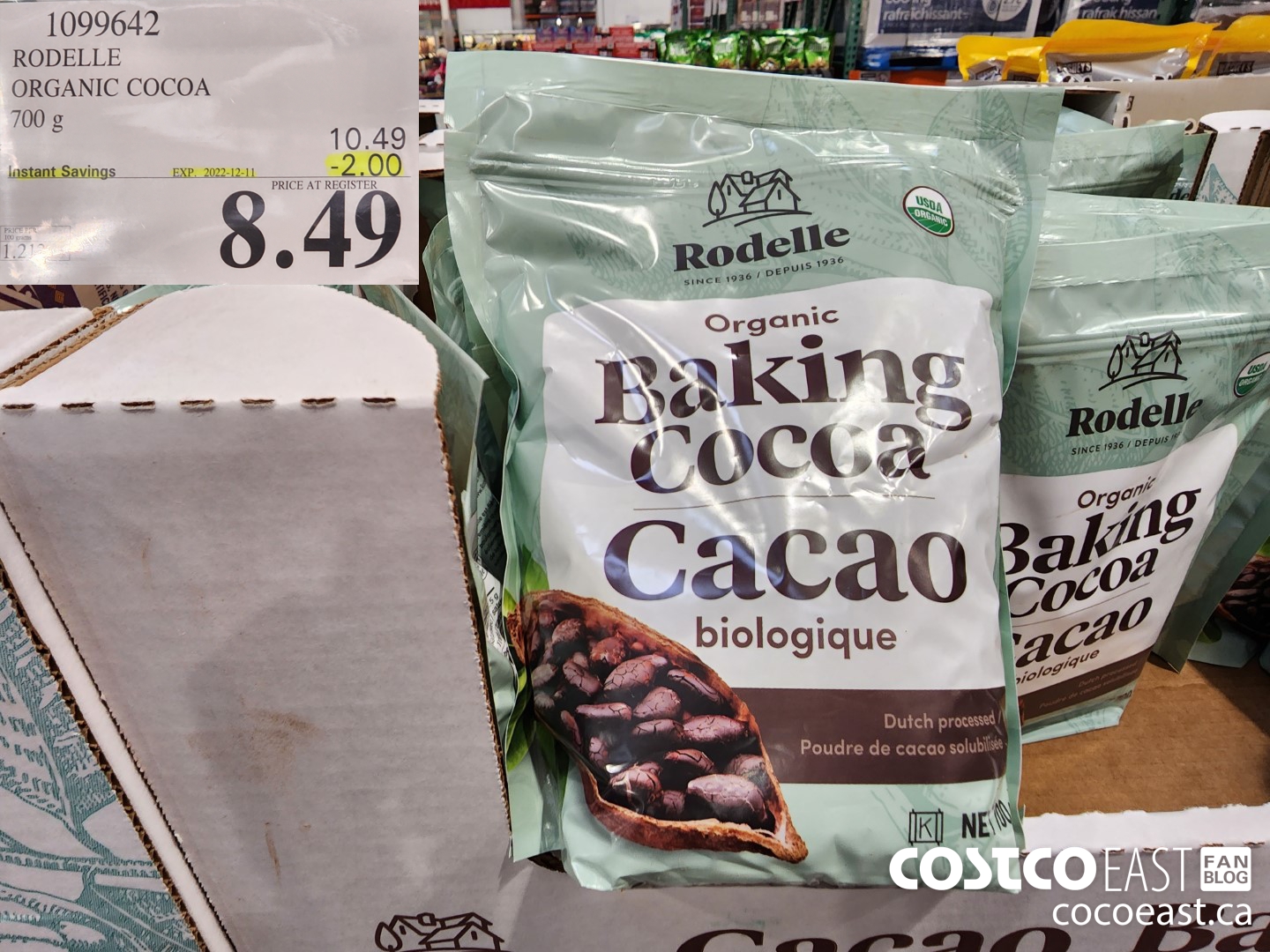 1099642 RODELLE ORGANIC COCOA 700 G ($2.00 INSTANT SAVINGS EXPIRES ON 2022-12-11) $8.49