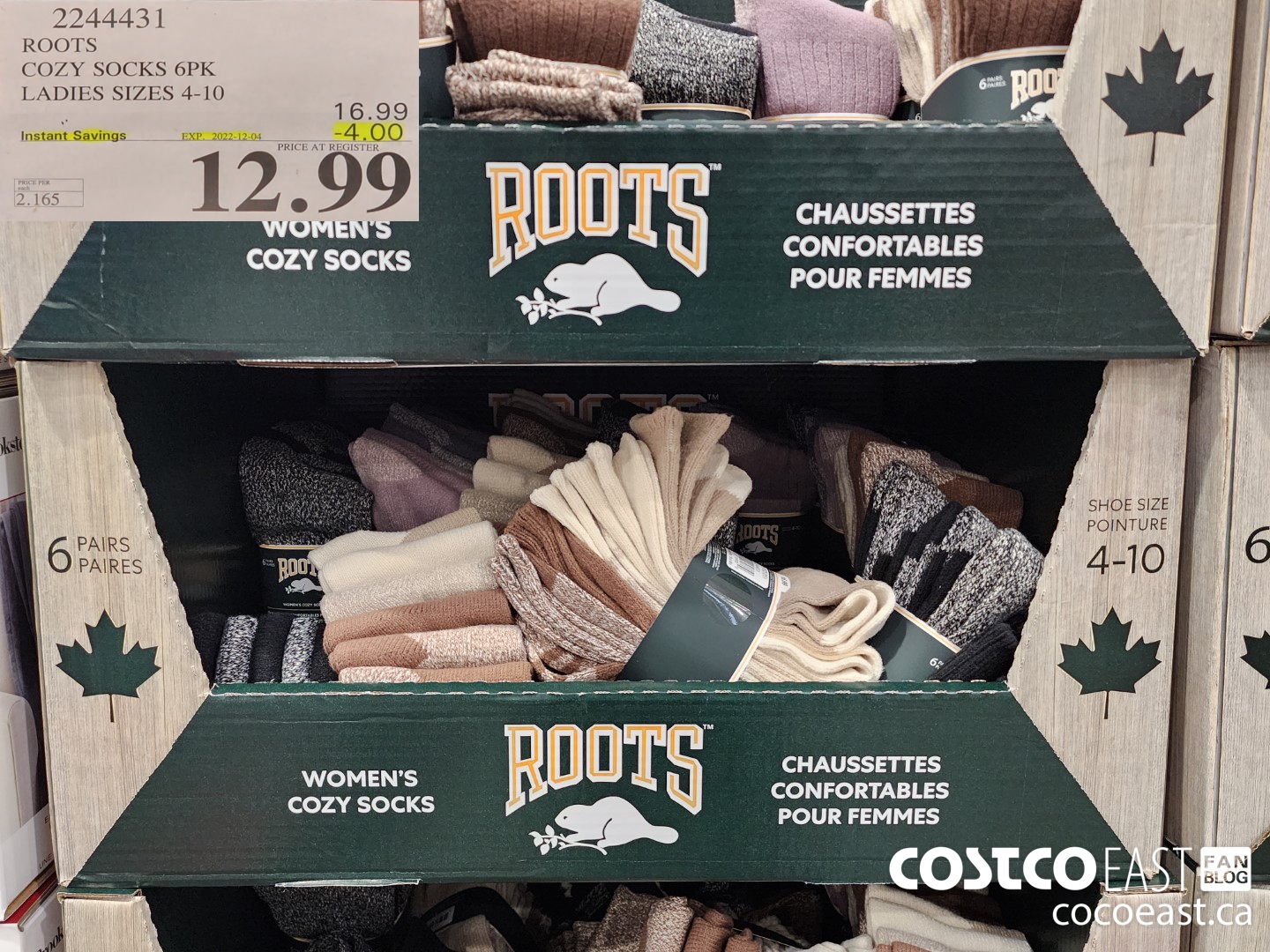 2244431 ROOTS COZY SOCKS 6PK LADIES SIZES 4-10 ($4.00 INSTANT SAVINGS EXPIRES ON 2022-12-04) $12.99