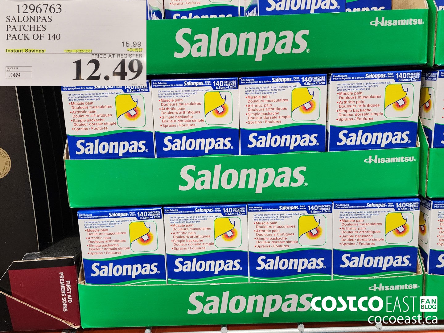 1296763 SALONPAS PATCHES PACK OF 140 ($3.50 INSTANT SAVINGS EXPIRES ON 2022-12-11) $12.49