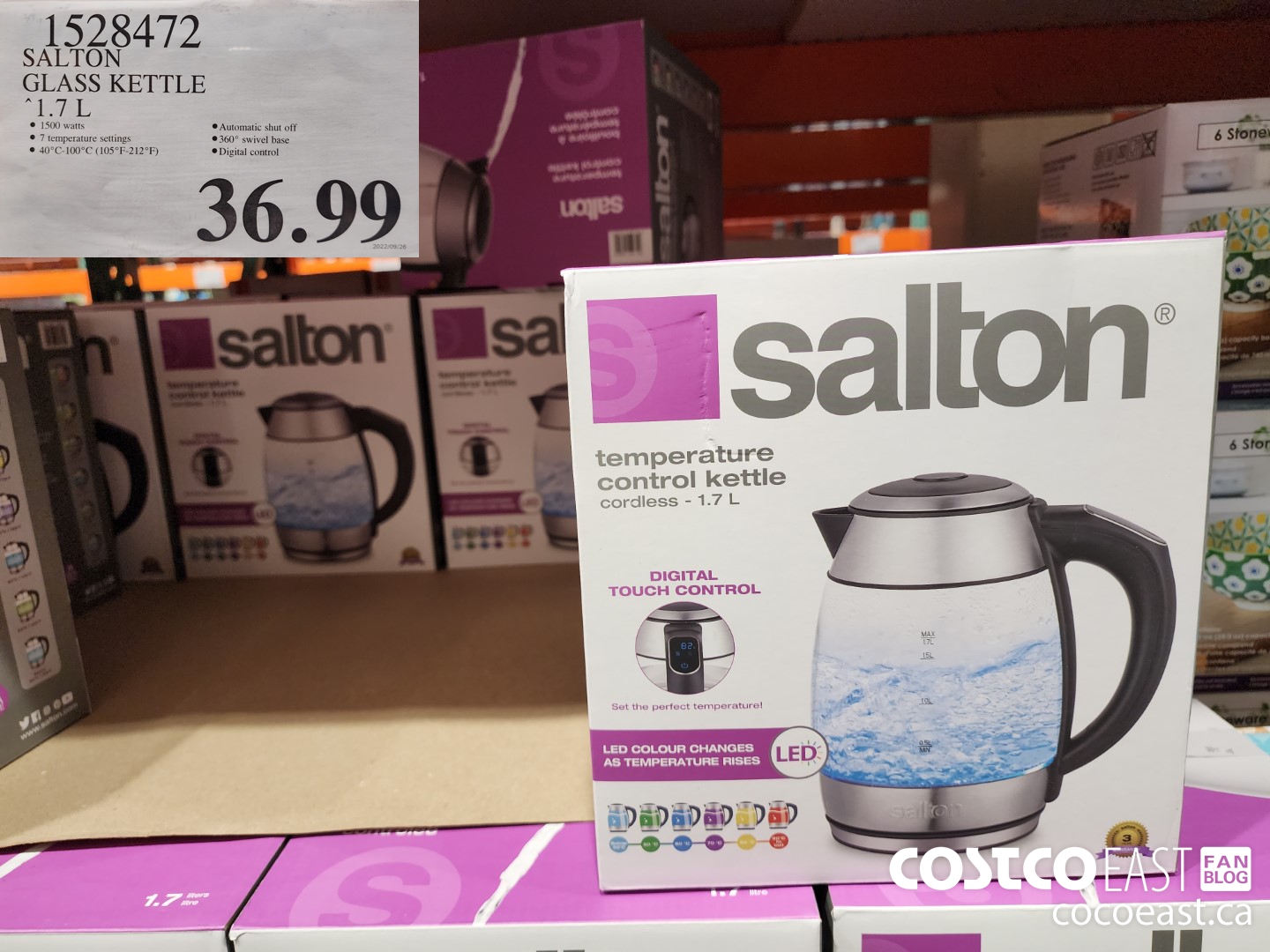 1328472 SALTON GLASS KETTLE 1.7 L $36.99