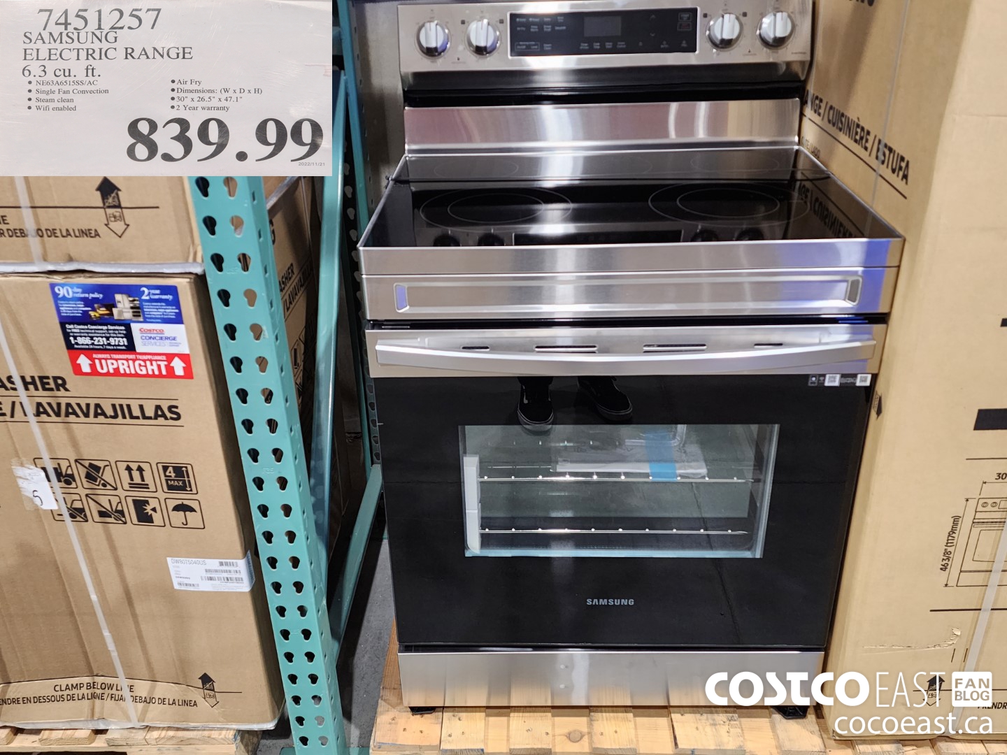 7451257 SAMSUNG ELECTRIC RANGE 6.3 CU. FT. $839.99