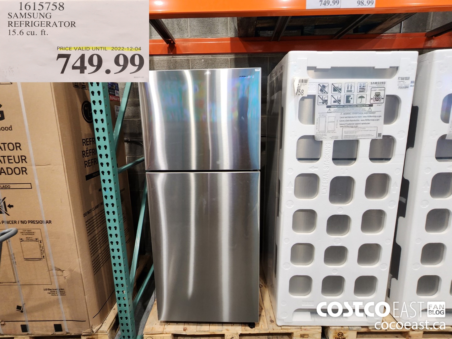 1615758 SAMSUNG REFRIGERATOR 15.6 cu. ft. $749.99