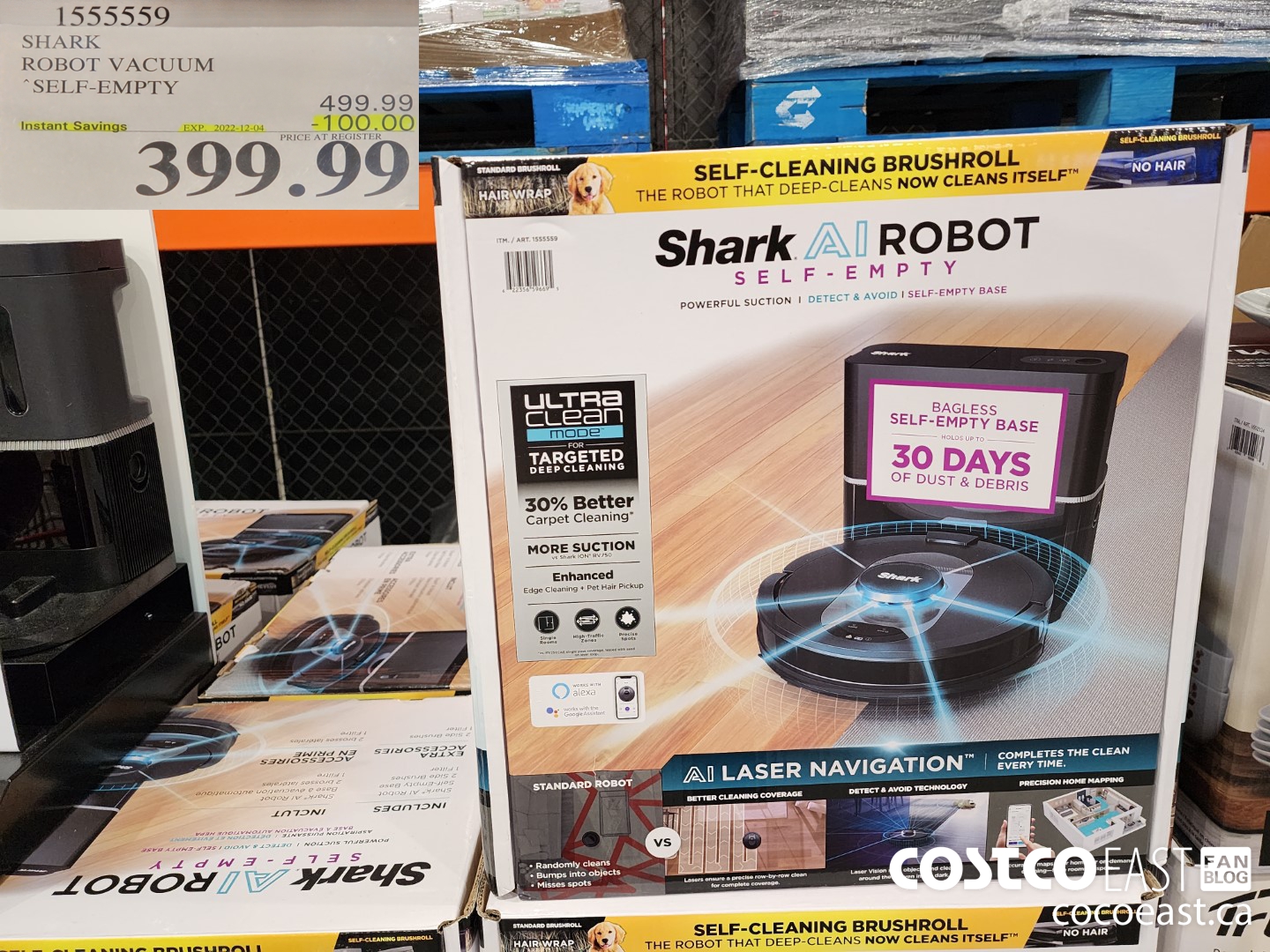 1555559 SHARK ROBOT VACUUM “SELF- EMPTY ($100.00 INSTANT SAVINGS EXPIRES ON 2022-12-04) $399.99