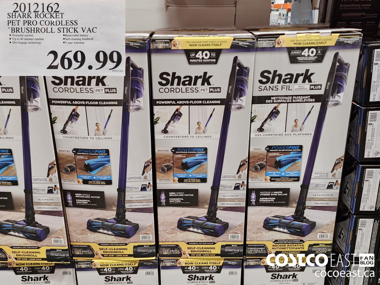 2012162 SHARK ROCKET PET PRO CORDLESS BRUSHROLL STICK VAC $269.99