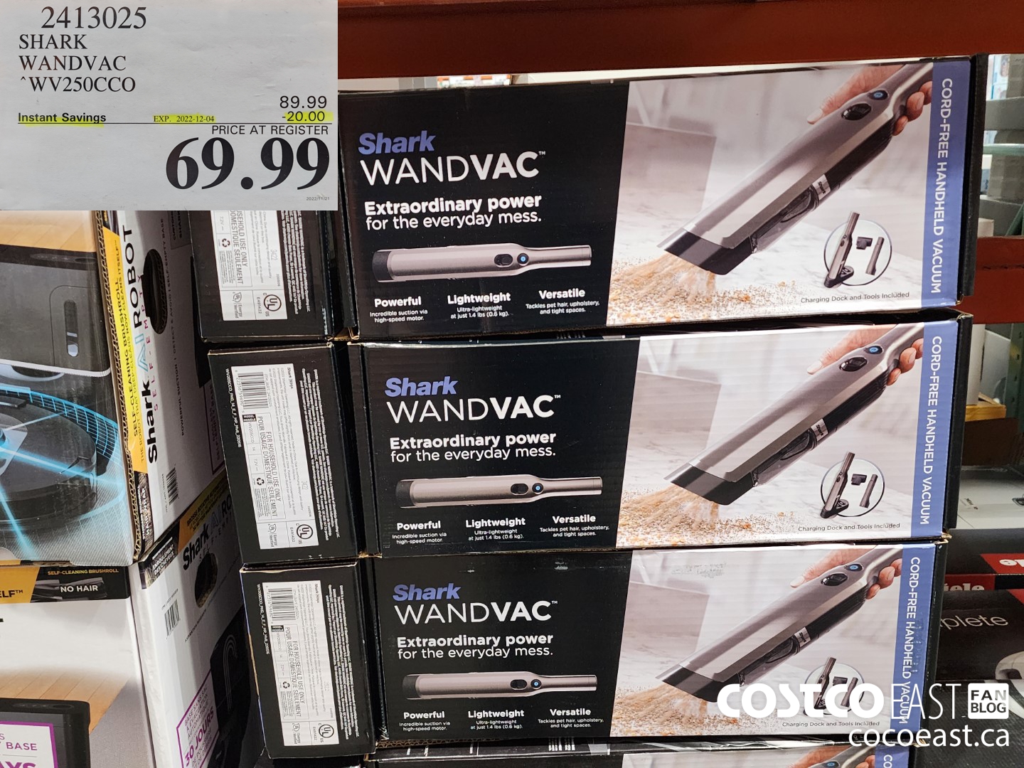 2413025 SHARK WANDVAC “WV250CCO ($20.00 INSTANT SAVINGS EXPIRES ON 2022-12-04) $69.99