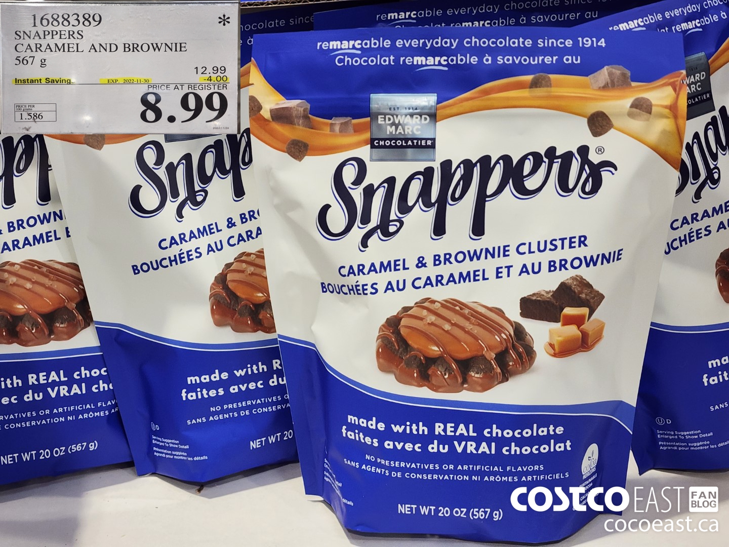 1688389 SNAPPERS CARAMEL AND BROWNIE 567 g ($4.00 INSTANT SAVINGS EXPIRES ON 2022-11-30) $8.99