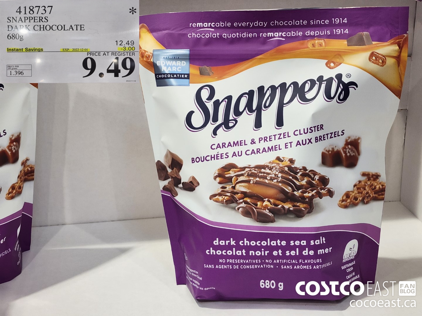 418737 SNAPPERS DARK CHOCOLATE CARAMEL 680g ($3.00 INSTANT SAVINGS EXPIRES ON 2022-12-01) $9.49