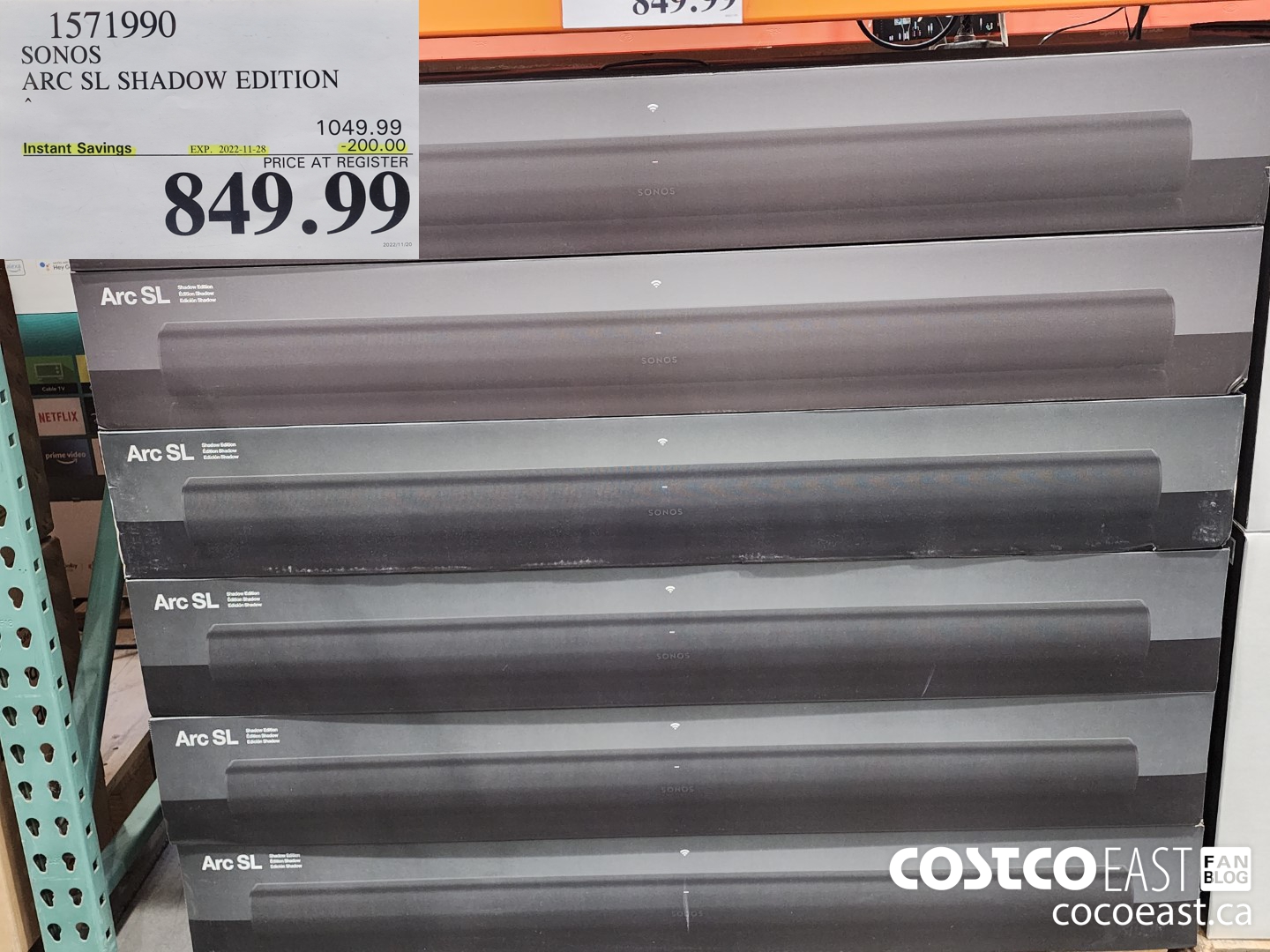 1571990 SONOS ARC SL SHADOW EDITION ($200.00 INSTANT SAVINGS EXPIRES ON 2022-11-28) $849.99