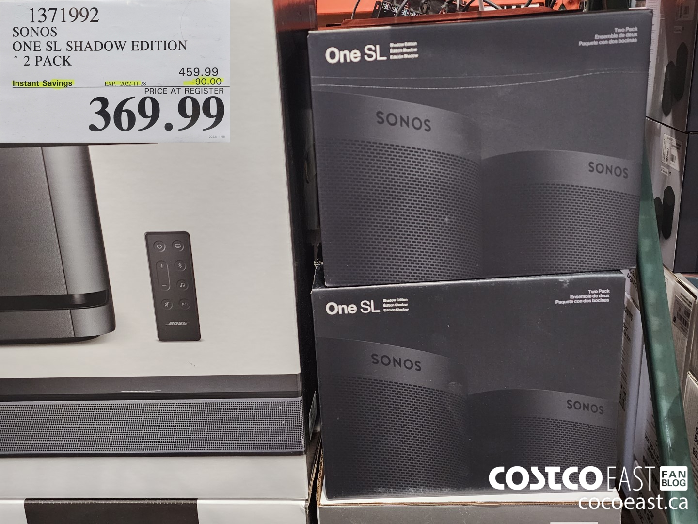 1371992 SONOS ONE SL SHADOW EDITION 2 PACK ($90.00 INSTANT SAVINGS EXPIRES ON 2022-11-28) $369.99
