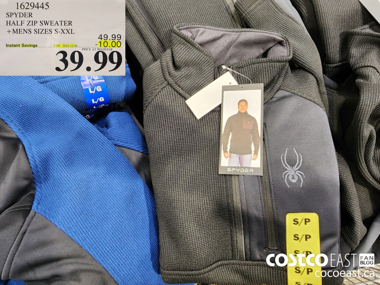 1629445 SPYDER HALF ZIP SWEATER +MENS SIZES S-XXL ($10.00 INSTANT SAVINGS EXPIRES ON 2022-12-04) $39.99