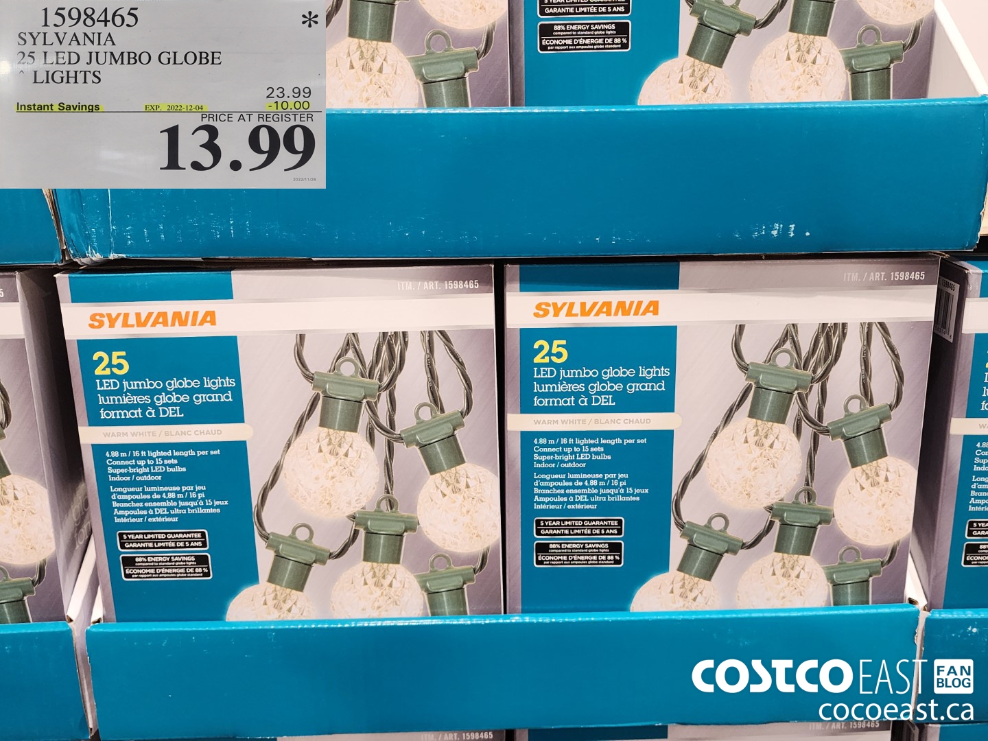 1598465 SYLVANIA 25 LED JUMBO GLOBE LIGHTS ($10.00 INSTANT SAVINGS EXPIRES ON 2022-12-04) $13.99