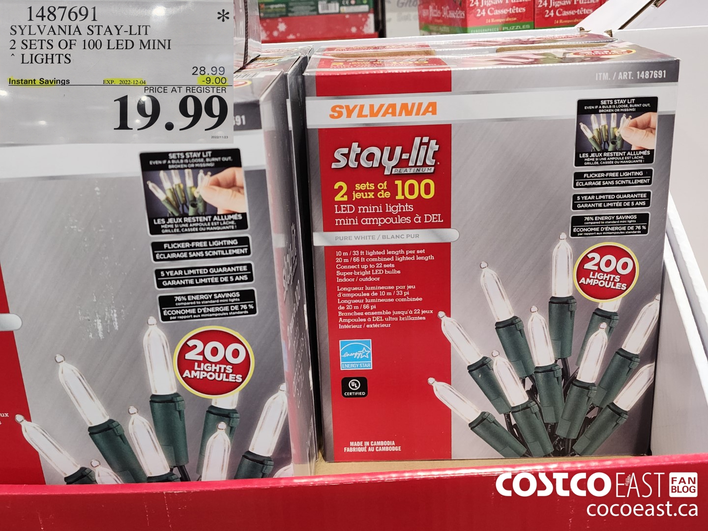 1487691 SYLVANIA STAY-LIT 2 SETS OF 100 LED MINI LIGHTS ($9.00 INSTANT SAVINGS EXPIRES ON 2022-12-04) $19.99