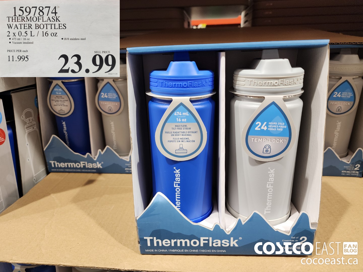 1597874 THERMOFLASK WATER BOTTLES 2 X 0.5L / 16 OZ $23.99