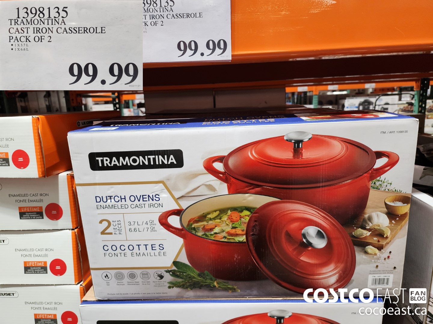 1398135 TRAMONTINA CAST IRON CASSEROLE PACK OF 2 $99.99