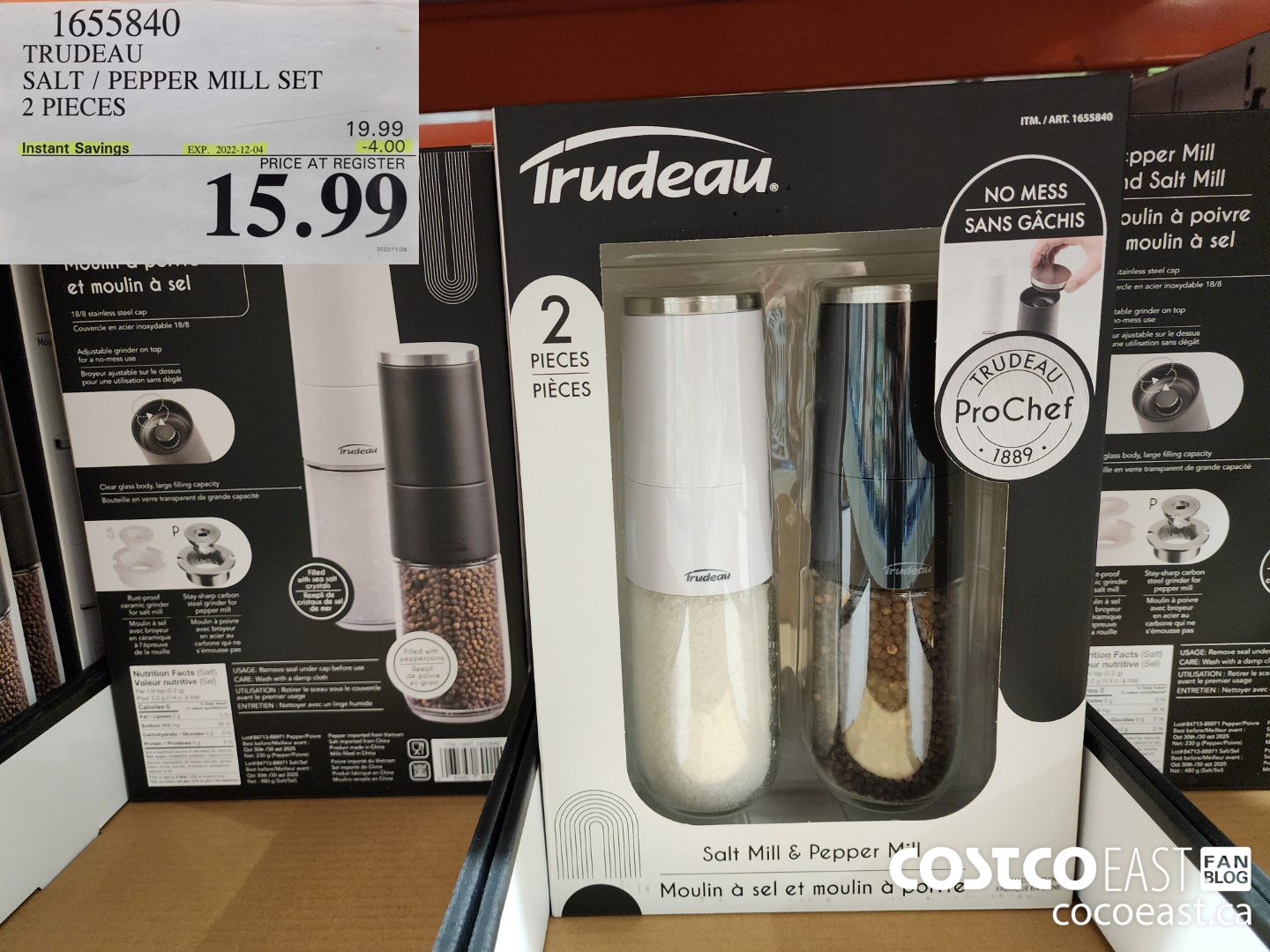 16553840 TRUDEAU SALT / PEPPER MILL SET 2 PIECES ($4.00 INSTANT SAVINGS EXPIRES ON 2022-12-04) $15.99