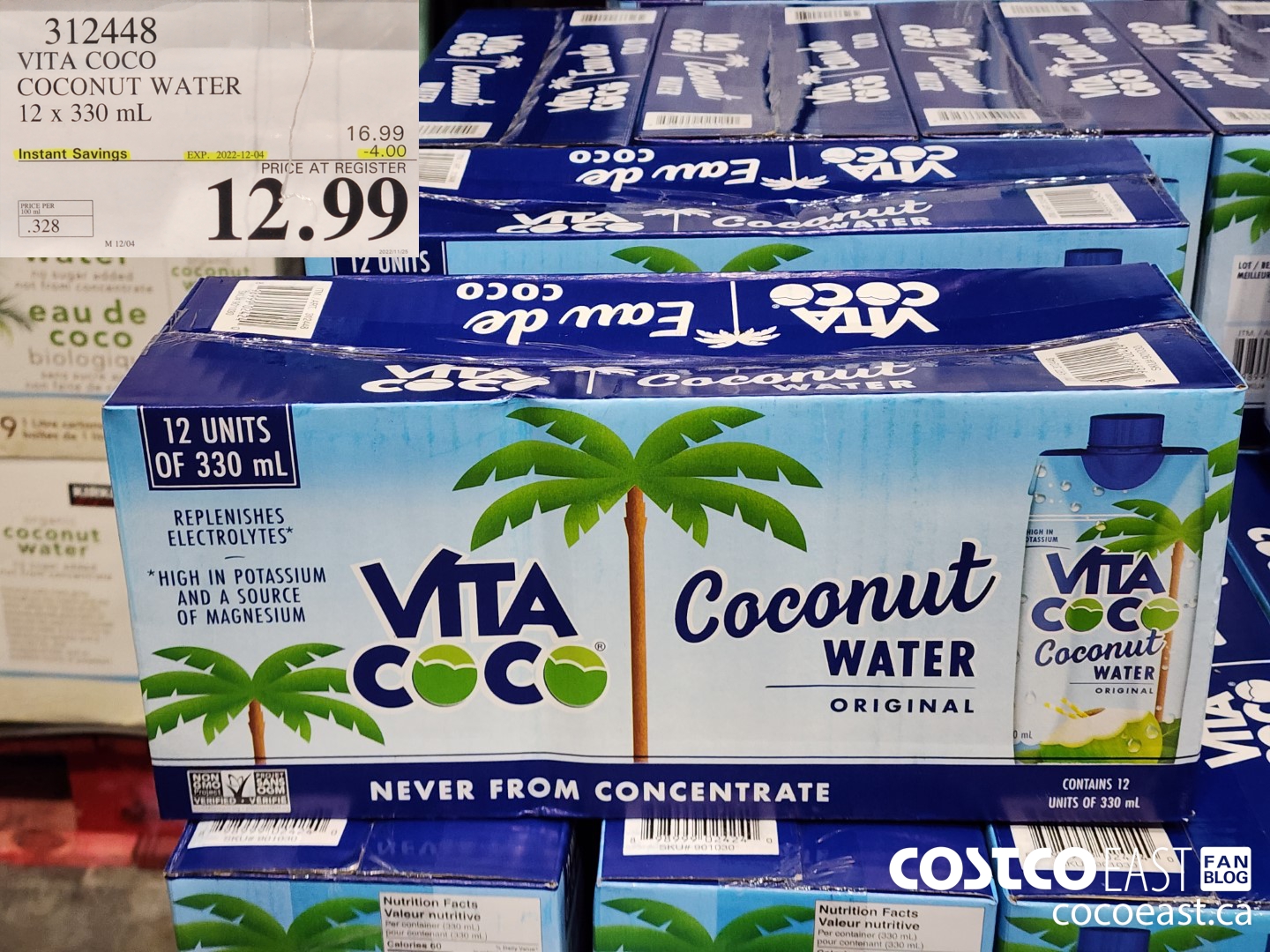 312448 VITA COCO COCONUT WATER 12 X 330 ML ($4.00 INSTANT SAVINGS EXPIRES ON 2022-12-04) $12.99
