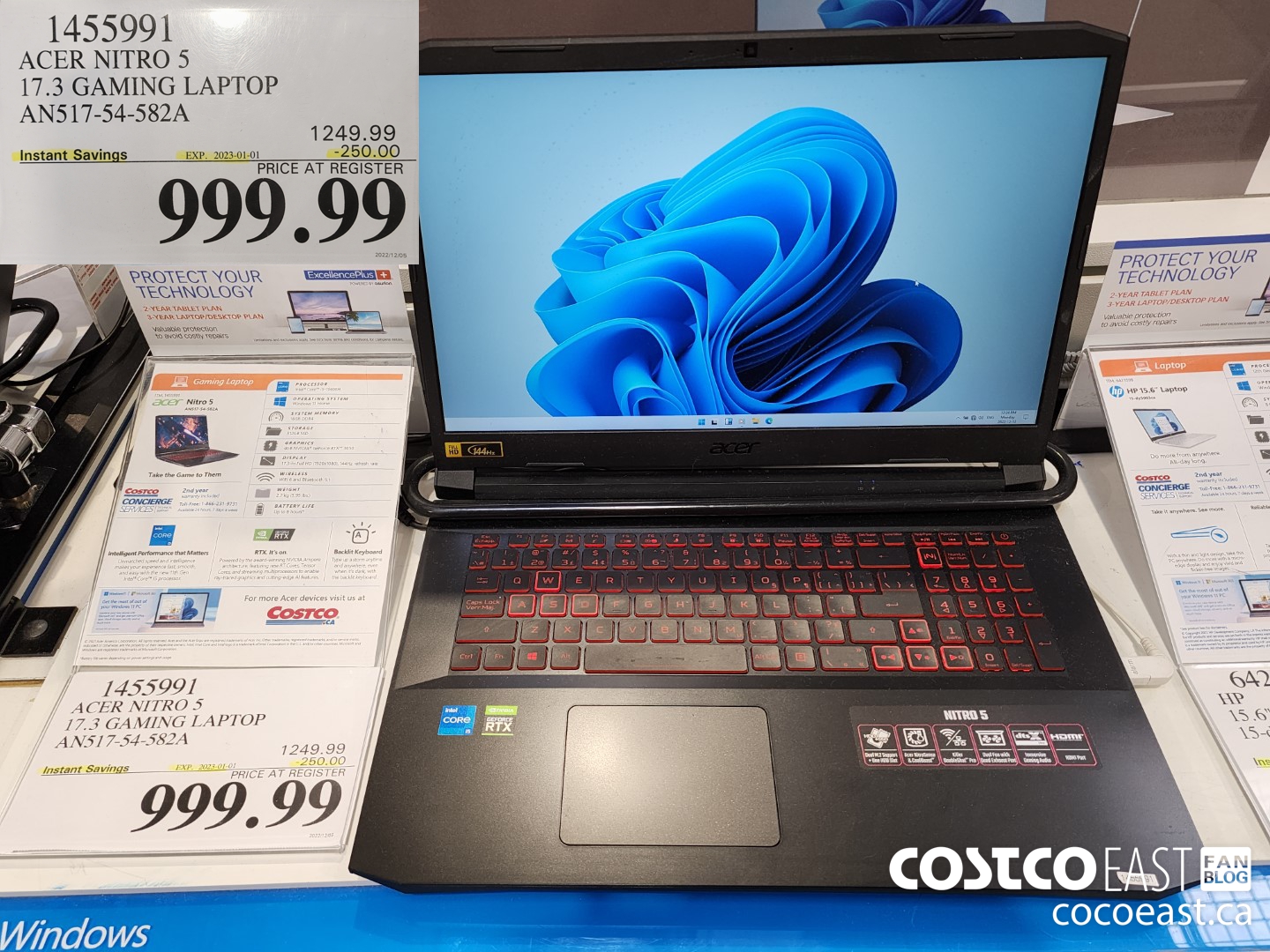 1455991 ACER NITRO 5 17.3 GAMING LAPTOP ANS517-54-582A ($250.00 INSTANT SAVINGS EXPIRES ON 2023-01-01) $999.99