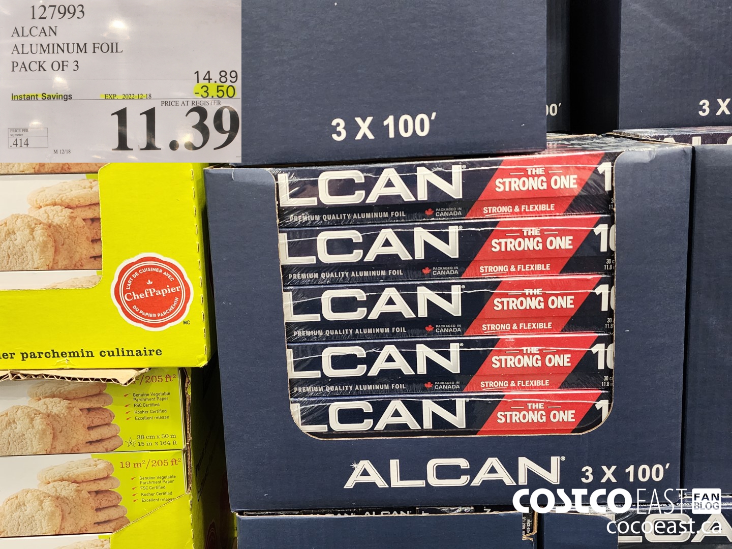 127993 ALCAN 3 PACK ALUMINUM FOIL 30.5 CM X 30.48 M ($3.50 INSTANT SAVINGS EXPIRES ON 2022-12-18) $11.39