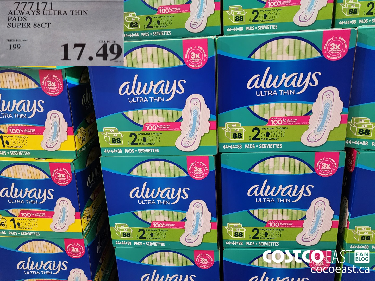 777171 ALWAYS ULTRA THIN PADS SUPER 88CT $17.49