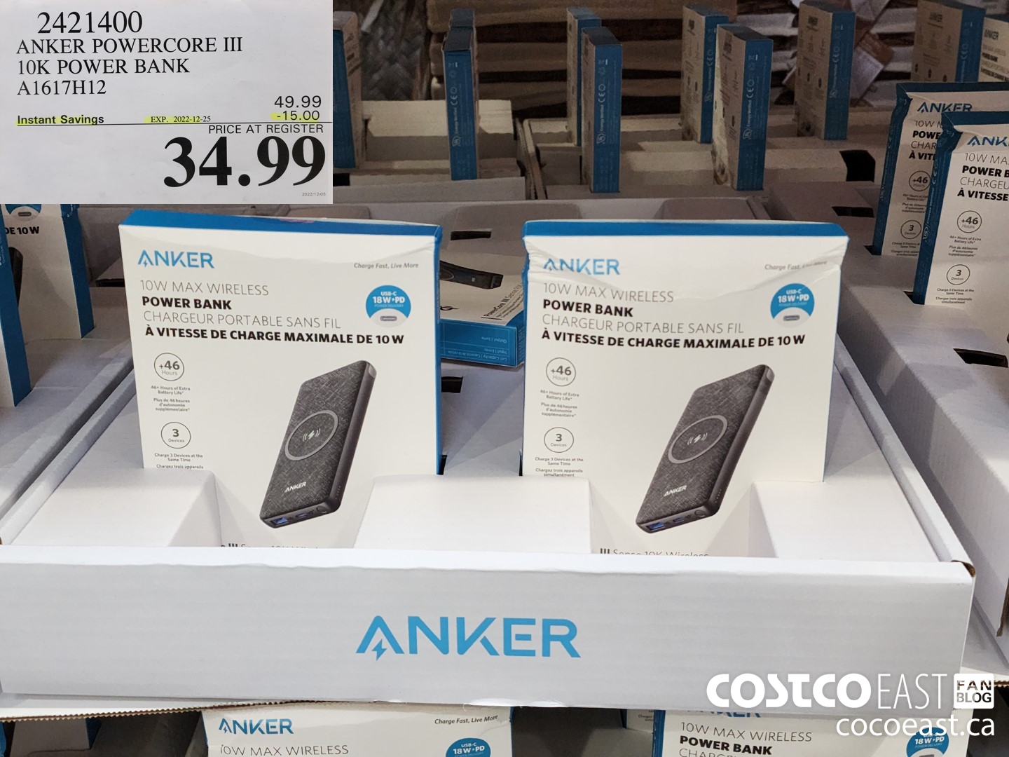 2421400 ANKER POWERCORE III 10K POWER BANK A1617H12 ($15.00 INSTANT SAVINGS EXPIRES ON 2022-12-25) $34.99