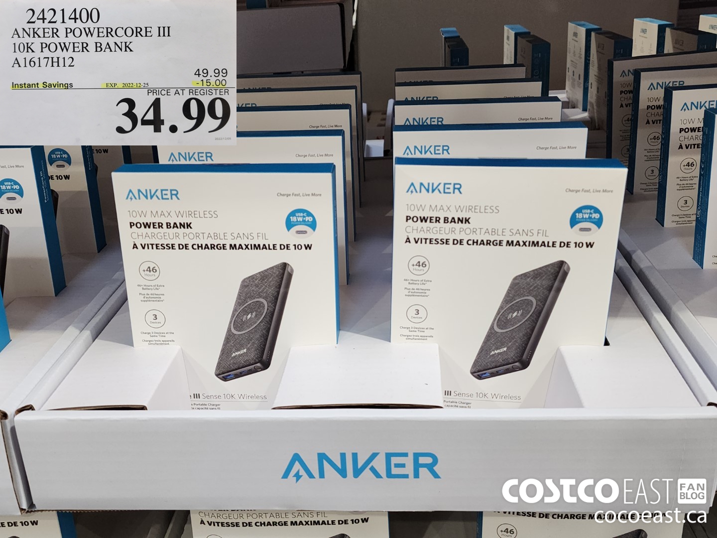 2421400 ANKER POWERCORE III 10K POWER BANK A1617H12 ($15.00 INSTANT SAVINGS EXPIRES ON 2022-12-25) $34.99