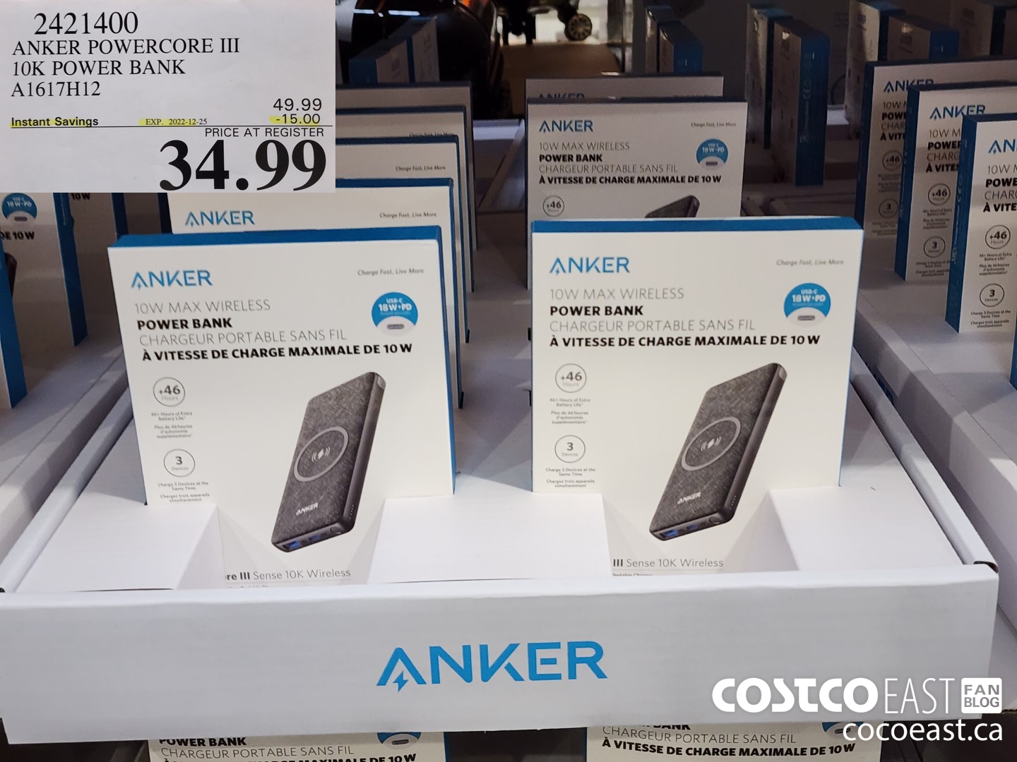 2421400 ANKER POWERCORE III 10K POWER BANK A1617H12 ($15.00 INSTANT SAVINGS EXPIRES ON 2022-12-25) $34.99
