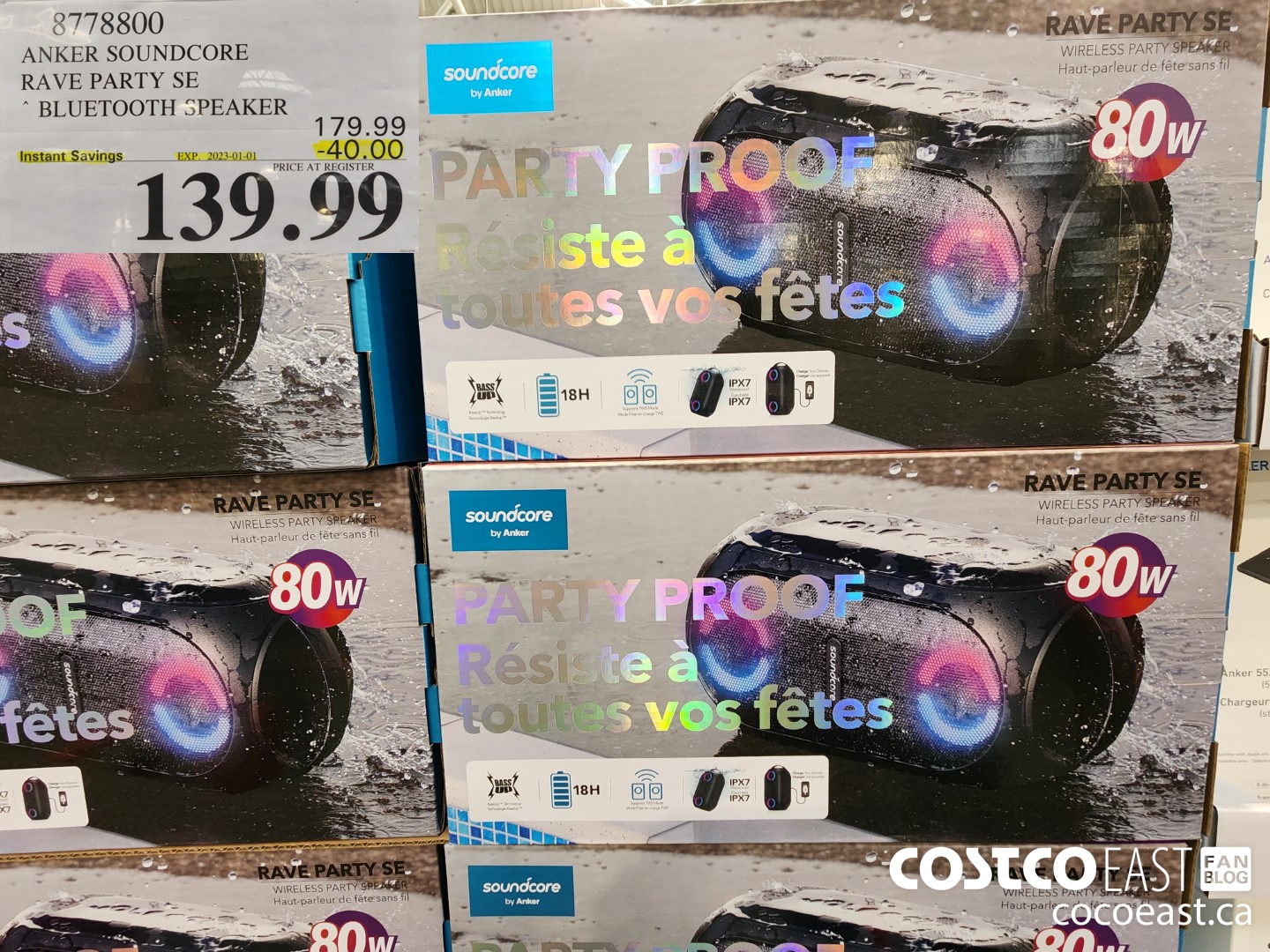 8778800 ANKER SOUNDCORE RAVE PARTY SE BLUETOOTH SPEAKER ($40.00 INSTANT SAVINGS EXPIRES ON 2023-01-01) $139.99