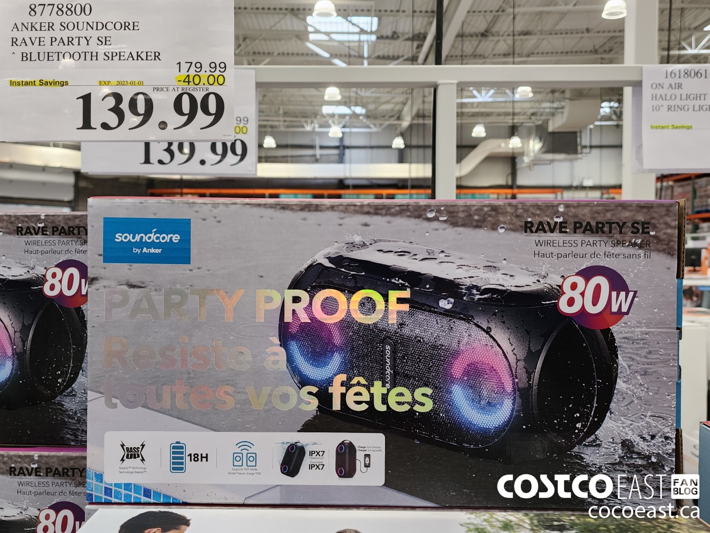 8778800 ANKER SOUNDCORE RAVE PARTY SE BLUETOOTH SPEAKER ($40.00 INSTANT SAVINGS EXPIRES ON 2023-01-01) $139.99