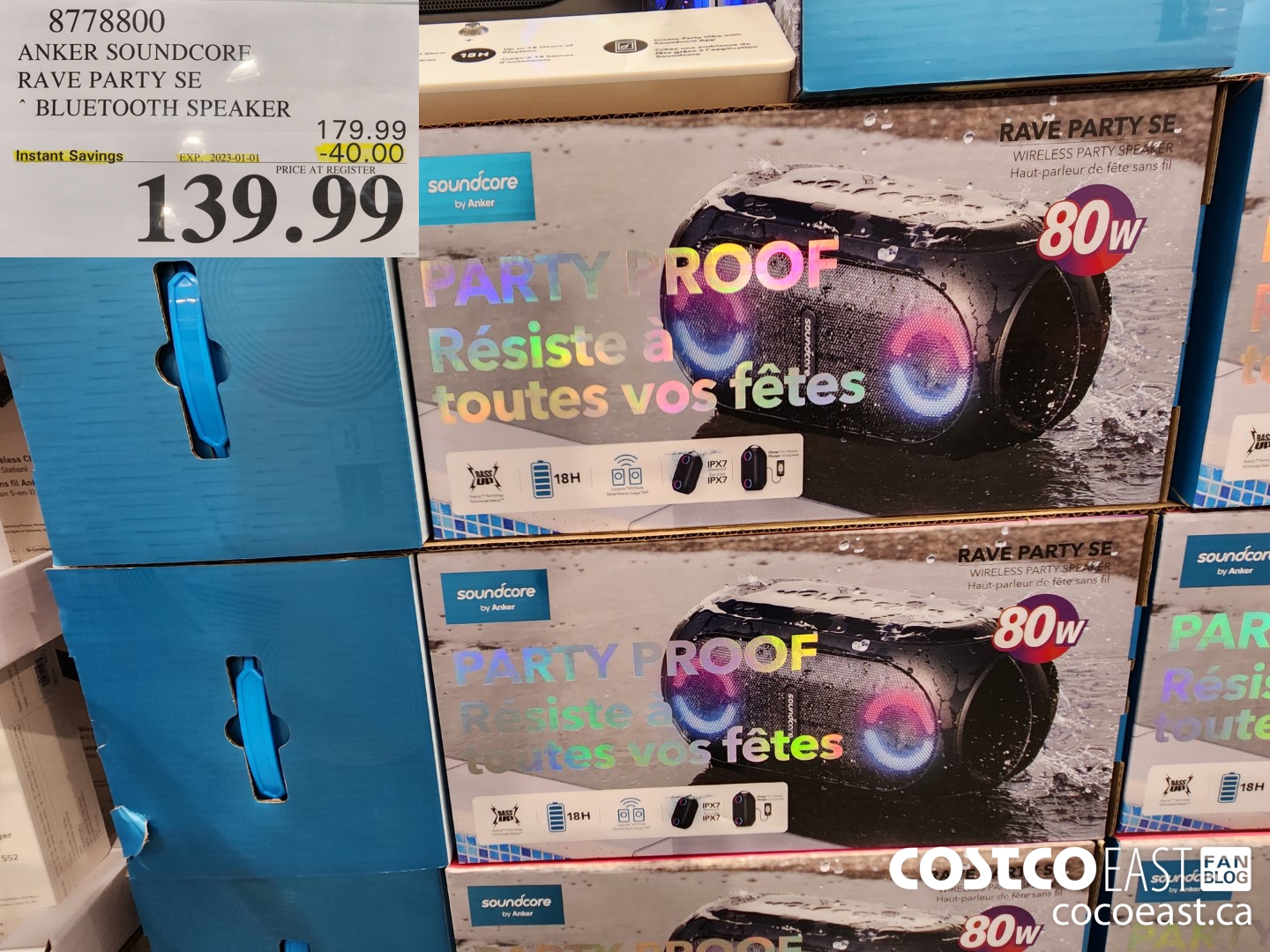 8778800 ANKER SOUNDCORE RAVE PARTY SE BLUETOOTH SPEAKER ($40.00 INSTANT SAVINGS EXPIRES ON 2023-01-01) $139.99