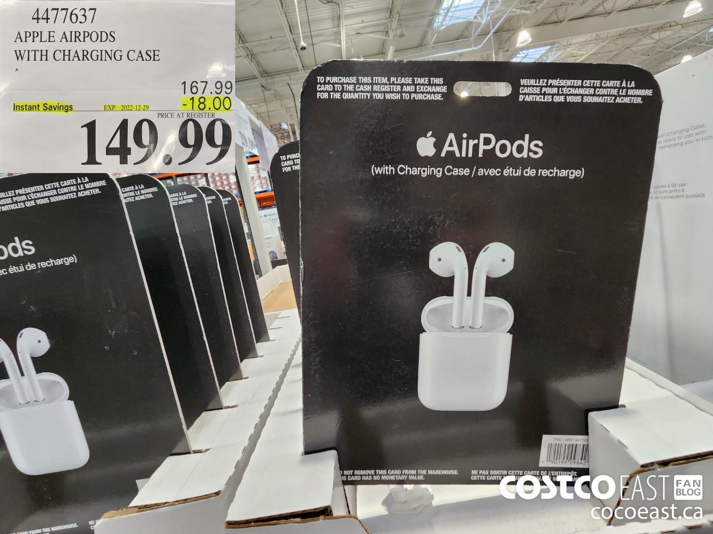 4477637 APPLE AIRPODS ~ WITH CHARGING CASE ($18.00 INSTANT SAVINGS EXPIRES ON 2022-12-29) $149.99