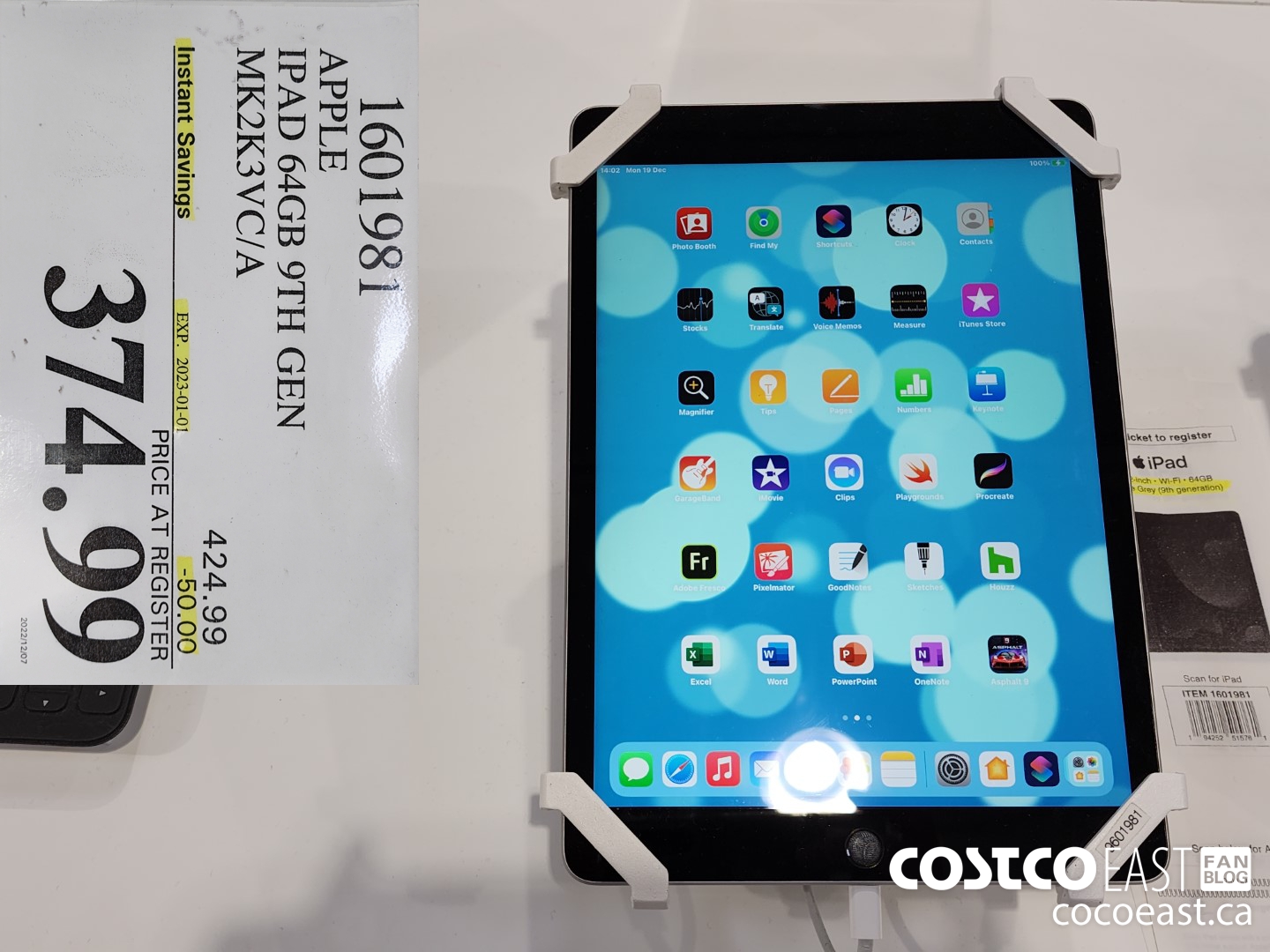 1601981 APPLE IPAD 64GB 9TH GEN MK2K3VC/A ($50.00 INSTANT SAVINGS EXPIRES ON 2023-01-01) $374.99